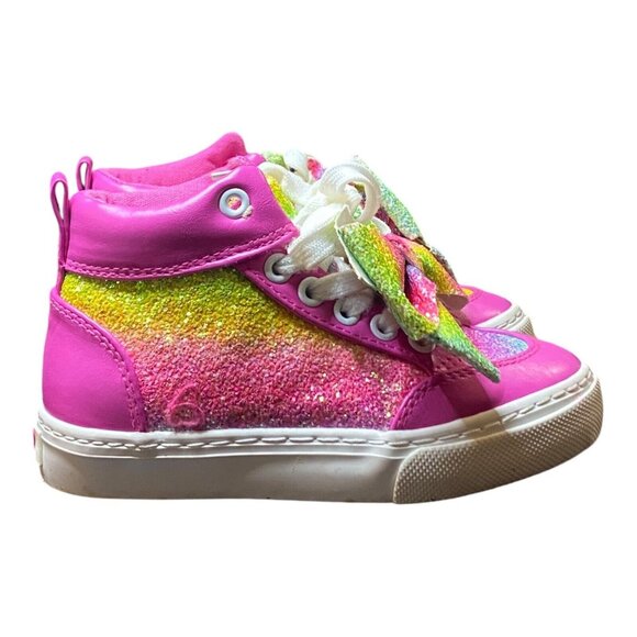 Ground Up Big Girls Glitter Rainbow Sneakers Multi Colored Children’s Sz 12 Bow - Picture 3 of 9